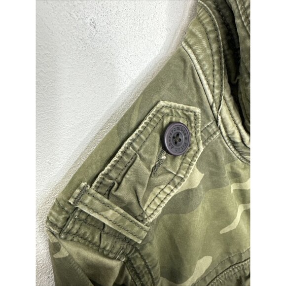 Abercrombie & Fitch Mens M Field Jacket Y2K Olive Green Camo Camouflaged Canvas - Picture 5 of 11